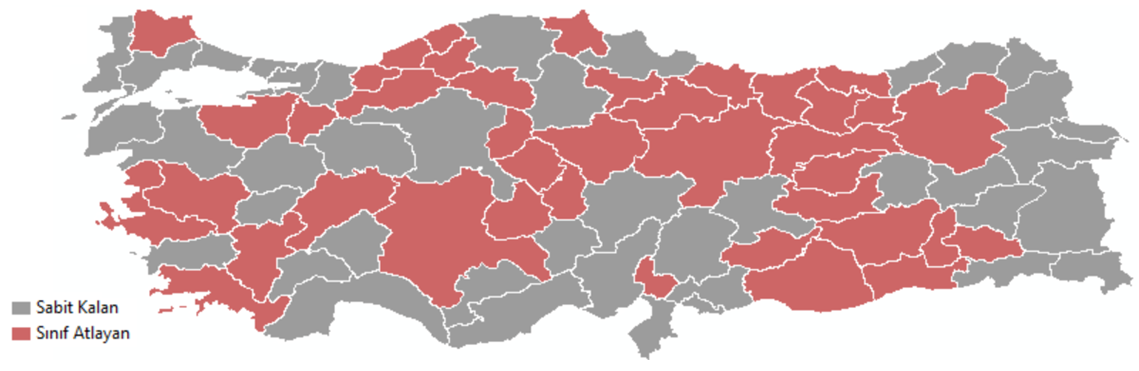 2001 2013 arasinda gelir grubu sabit kalan ve degisen iller